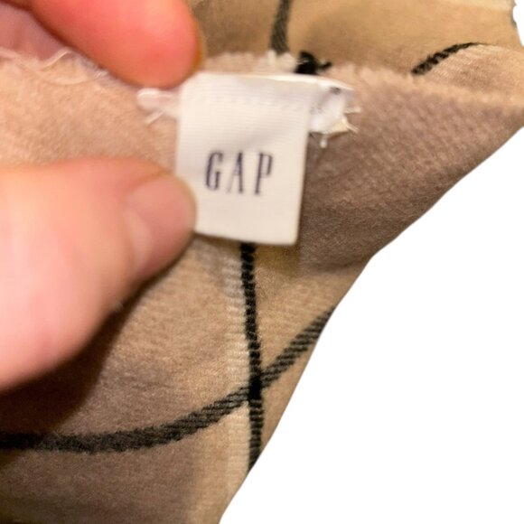 gap khaki black window pane plaid shawl wrap blanket scarf - Picture 3 of 4